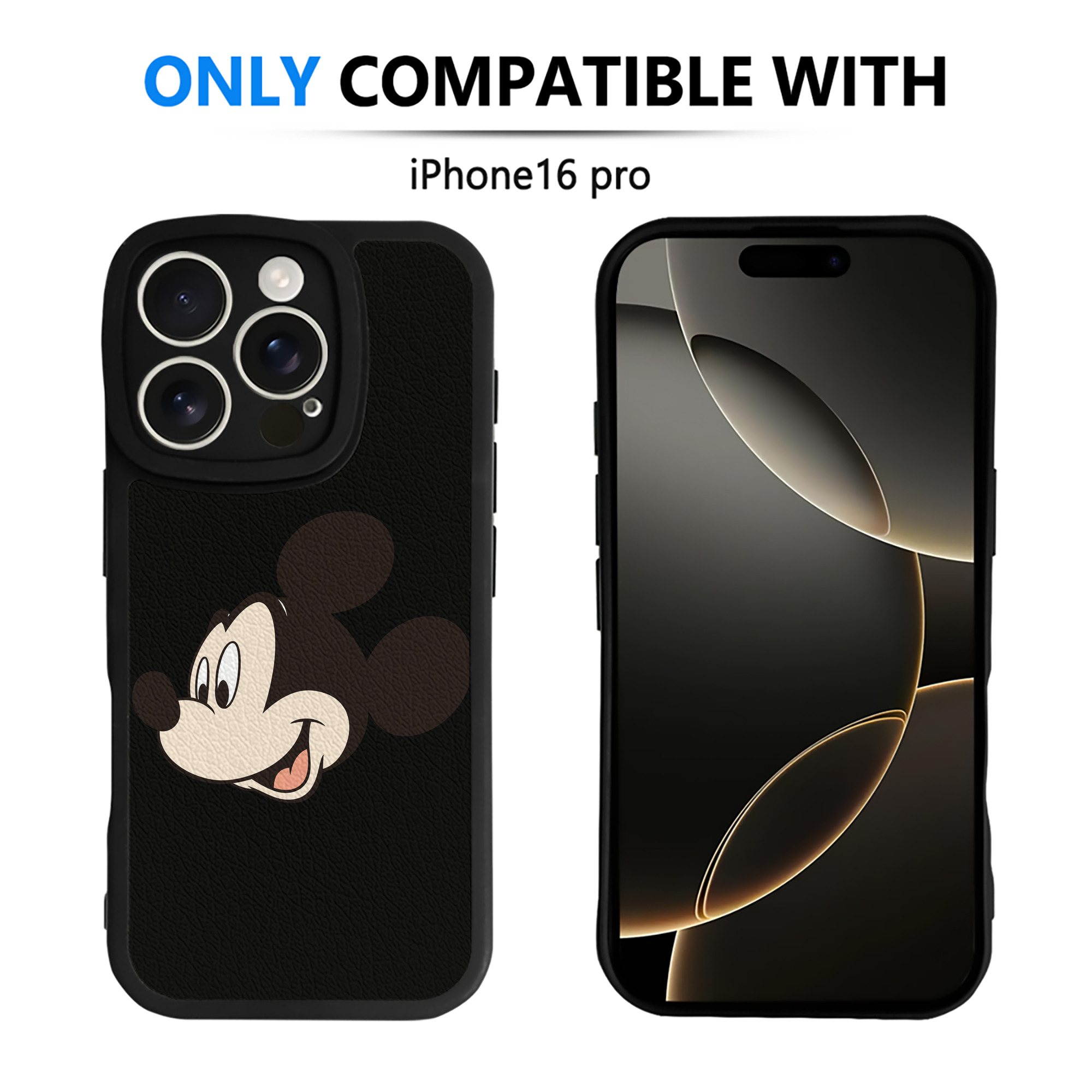 （画像用） ミッキーマウス Mickey Mouse 【iPhone 16シリーズ対応】シリコンスマホケース（レザー調） 材質：シリコン
